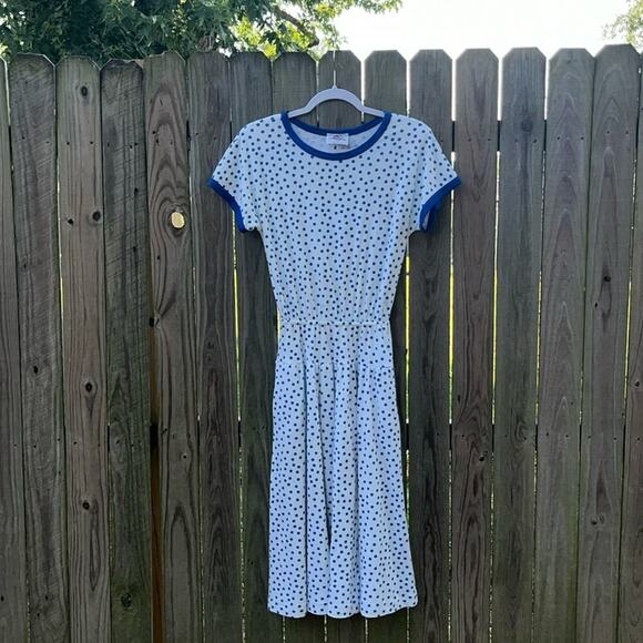 70s Vintage Lanz originals polka dot dress 60s • modest dress - Picture 4 of 9